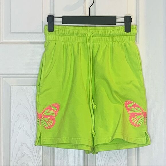 Frankie's Bikinis Burl Grass Green Butterfly Print Sweatshorts Women's Medium M - Picture 2 of 10